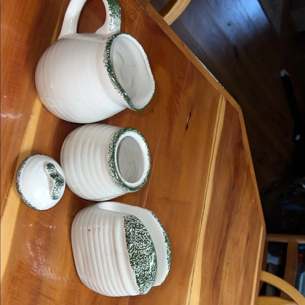 Hand-Painted Rooster Ceramic Creamer, Sugar Jar & Napkin Holder Set Farmhouse - Picture 4 of 5